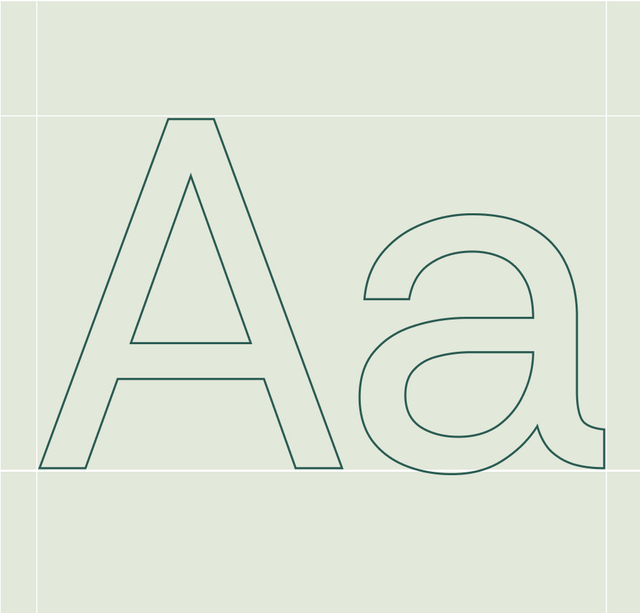 The letters Aa in a typographic diagram